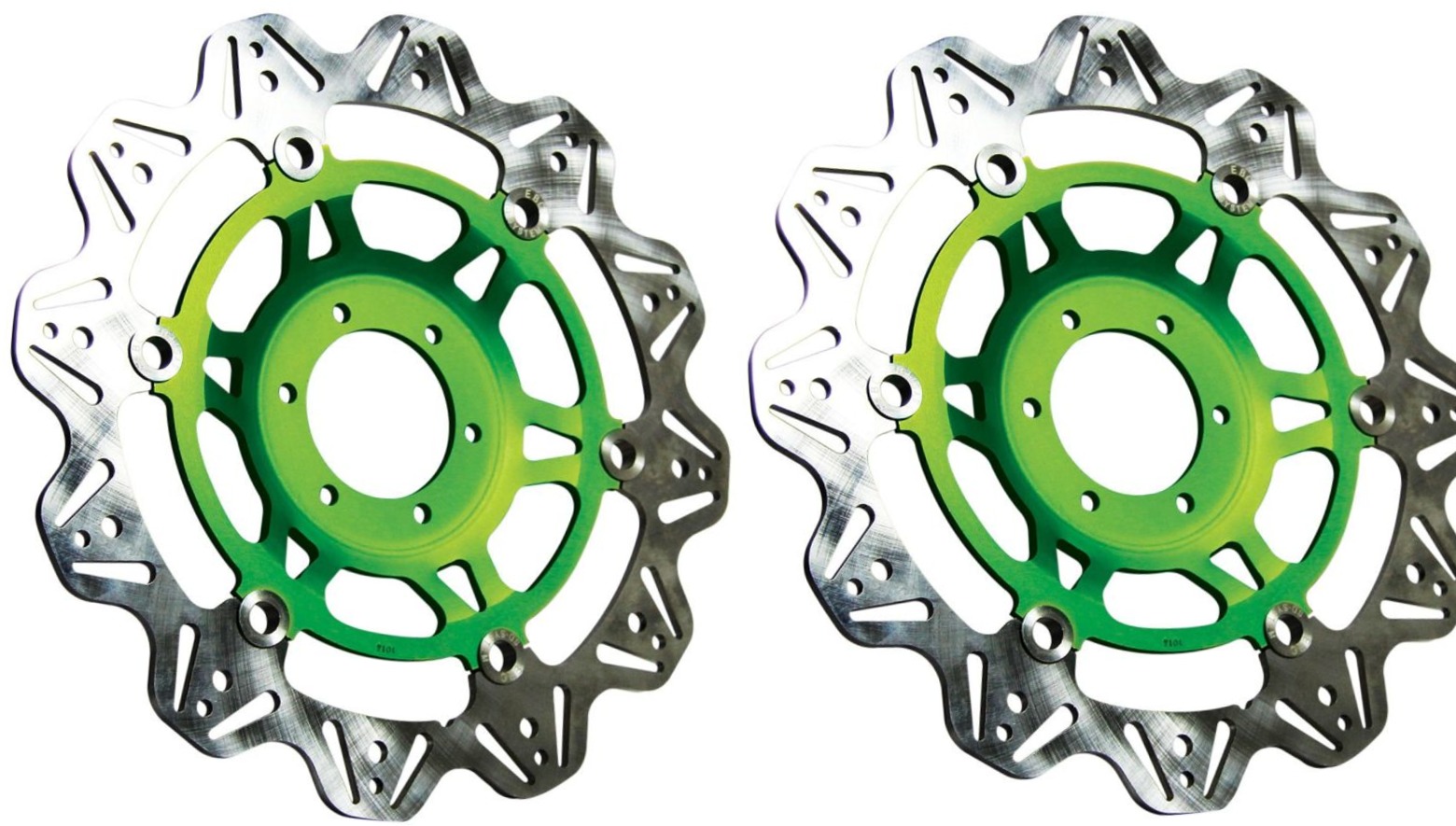 Front VEE Brake Rotors - Green - VEE Style Brake Rotor - Green Center Front Set - Click Image to Close