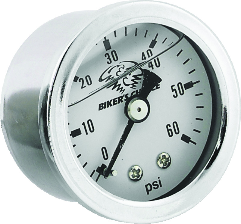 Bikers Choice Oil Pressure Gauge White Face Liquid Filled 0-60 PSI 1/8 NPT - White face oil pressure gauge 0-60 PSI, 1/8 NPT - Click Image to Close