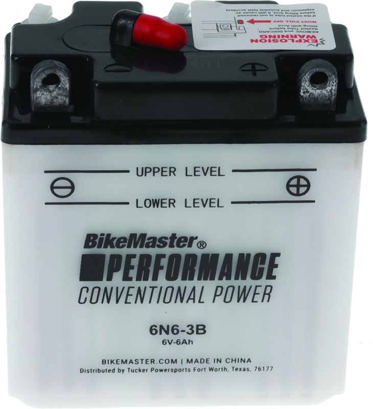 BikeMaster 6N6-3B Conventional Battery 48 CCA - 6N6-3B battery, 48 CCA, conventional type - Click Image to Close