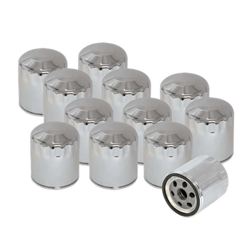 S&S Cycle Chrome Oil Filters - 12 Pack Fits Shovelhead Models - Click Image to Close