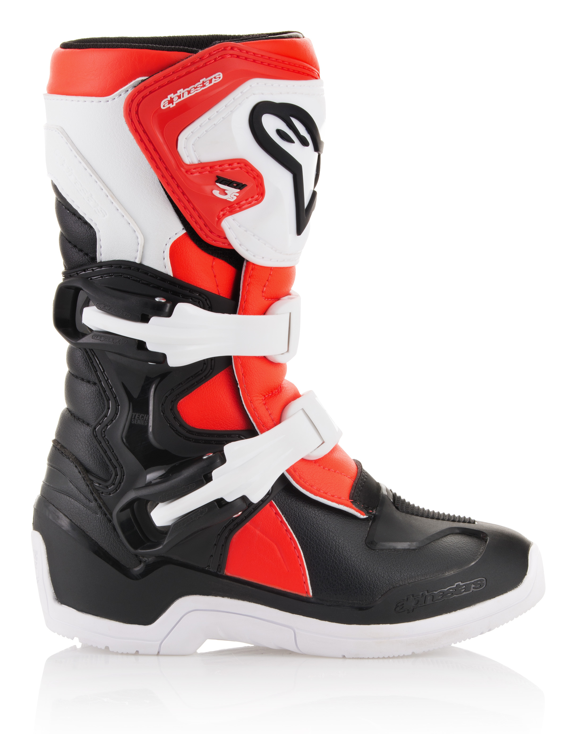 Tech 3S Youth MX Boots Black/White/Red Size Y11 - Click Image to Close