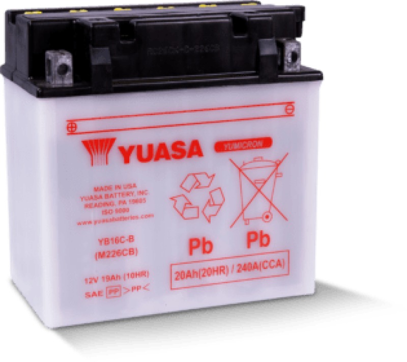 Yuasa YB16C-B Yumicron 12V Battery - 12V maintenance free battery, fits CB14L-A2, C50-N18L-A - Click Image to Close