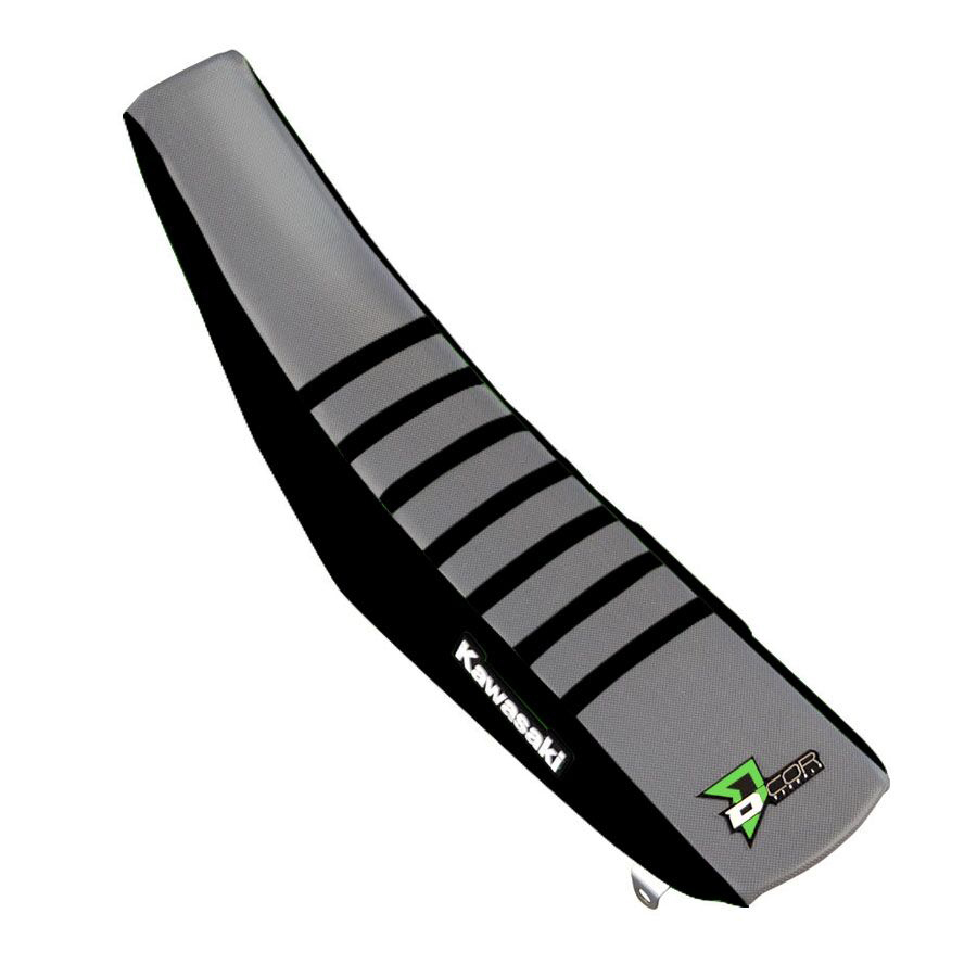 D'Cor Black/Grey Seat Cover w/Black Ribs Fits 16-19 Kawasaki KX250/450F - Click Image to Close