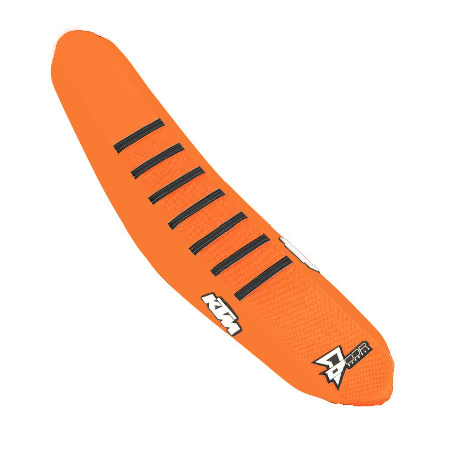 D'Cor Seat Cover Orange/Black Ribs Fits 2019 KTM SX/F XCF 125-450 - Click Image to Close