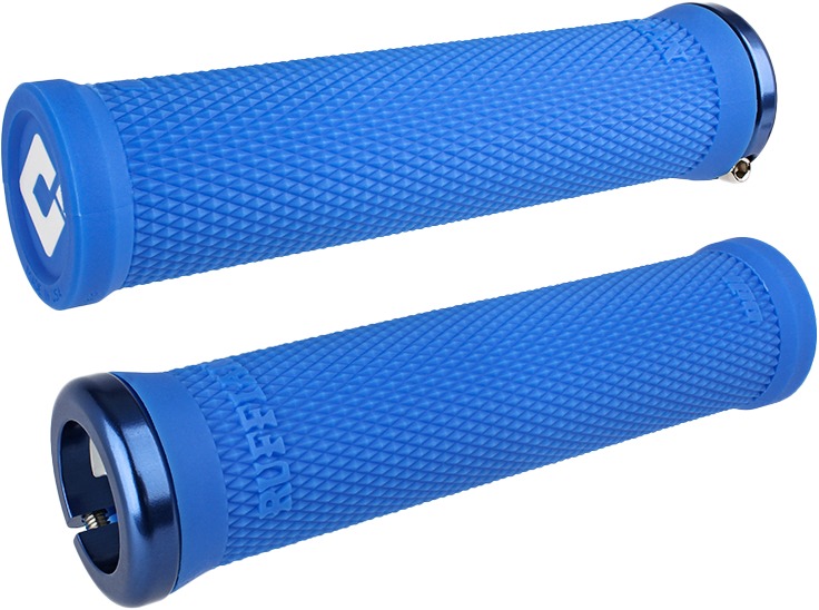 ODI Ruffian V2.1 Lock-On Grips Blue 135mm Pair - Lock-on grips, 135mm, Blue, universal fit - Click Image to Close