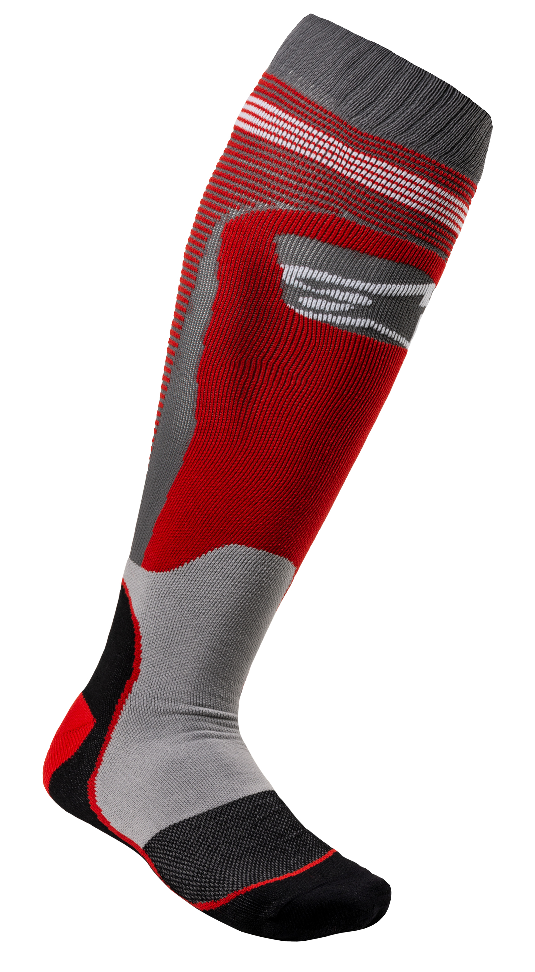 Alpinestars MX Plus-1 Socks Red/Cool Grey Small - Moisture-wicking knee socks, Small, Red/Cool Grey - Click Image to Close