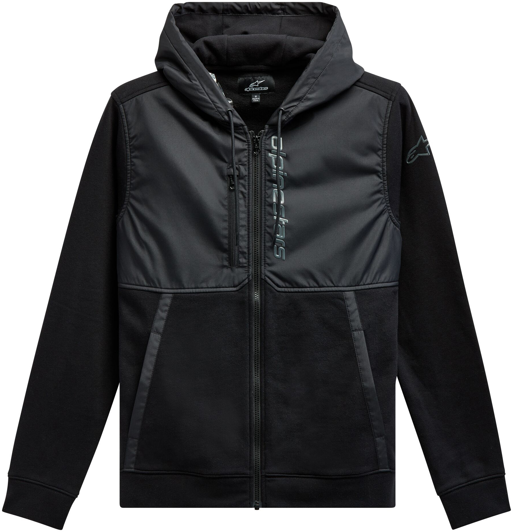 Alpinestars Aligned Hoodie Black/Black Large - Hooded fleece sweatshirt, Black/Black, Size Large - Click Image to Close