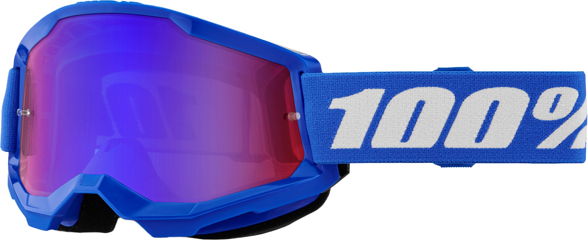 100 Percent Strata 2 Junior Goggles Blue Mirror Red/Blue Lens - Youth offroad goggles with blue mirror lens - Click Image to Close