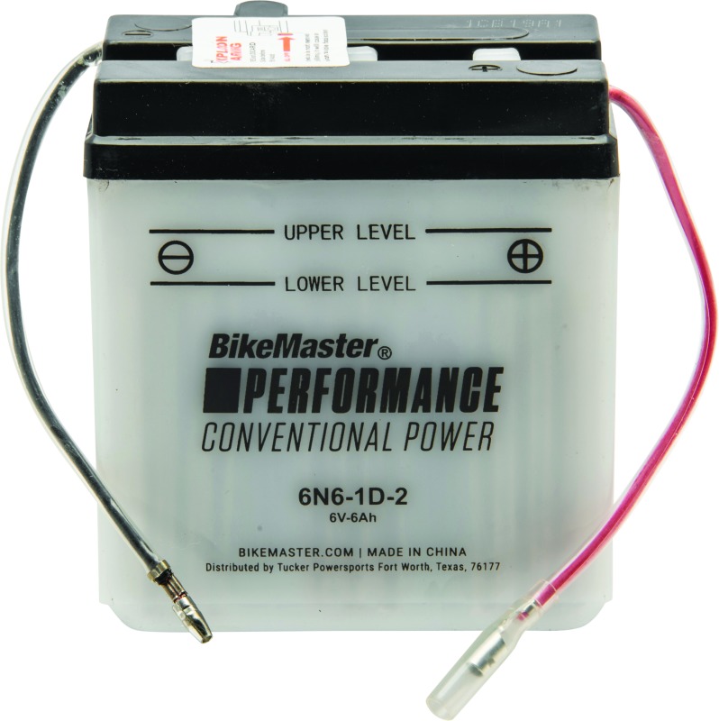 BikeMaster 6N6-1D-2 Conventional Motorcycle Battery - 48 CCA replacement battery 6N6-1D-2 - Click Image to Close