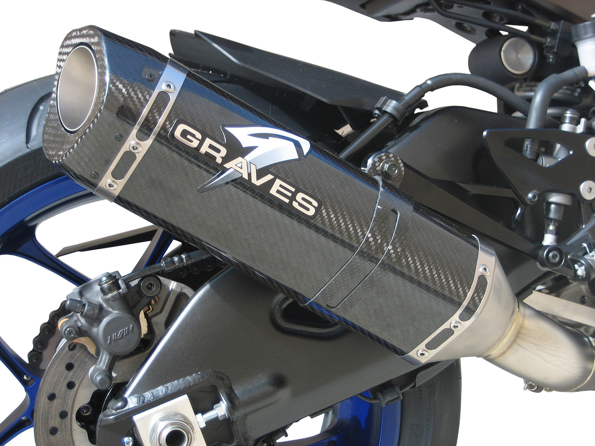 Graves Carbon Fiber Slip-On Exhaust w/ Link Pipe For 15+ Yamaha R1 - Click Image to Close