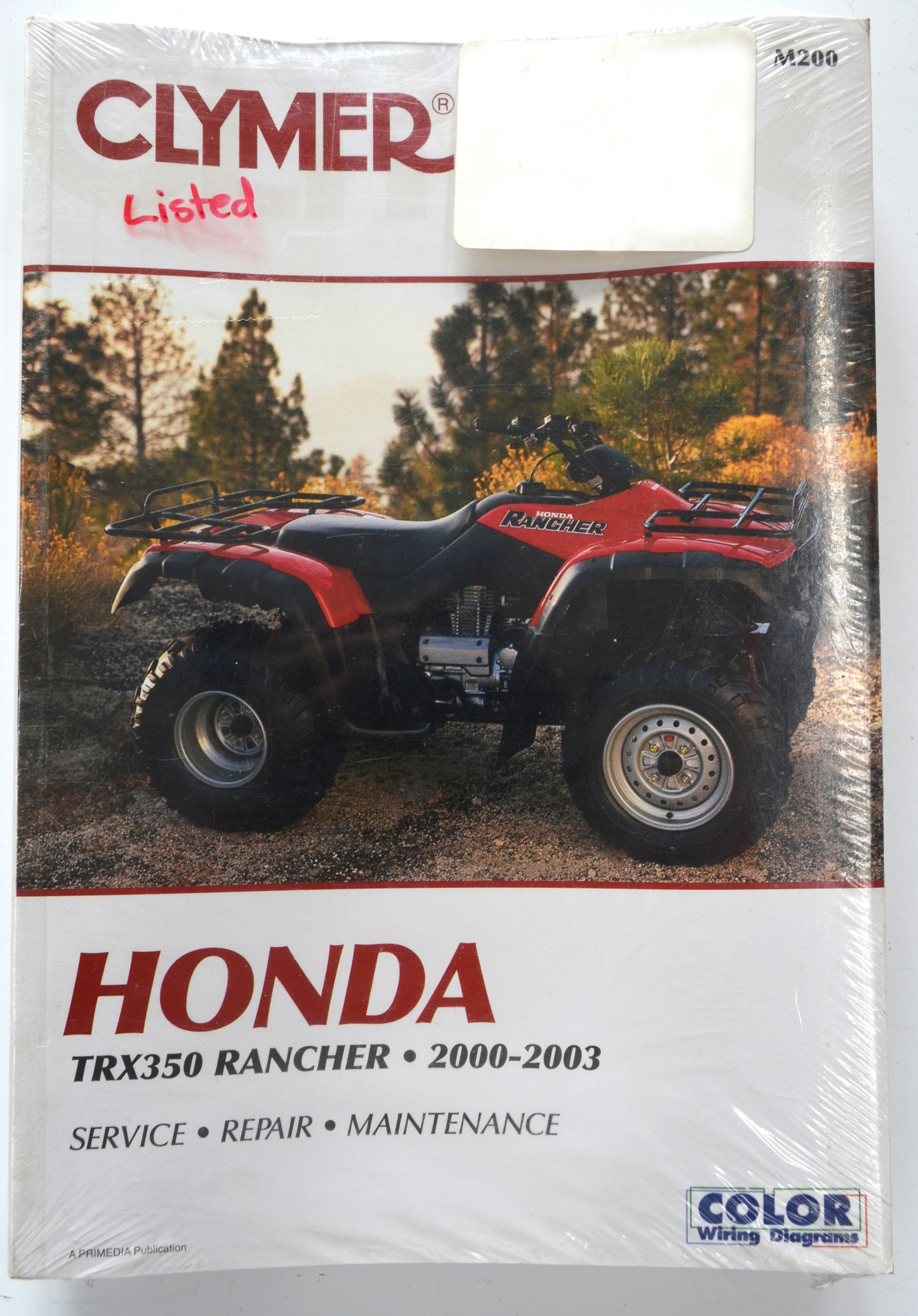 *NOS* Shop Repair & Service Manual - Soft Cover - For 00-03 Honda TRX350 Rancher/FourTrax - Click Image to Close