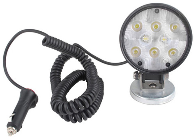 Wesbar Round Auxiliary LED Work Light with Magnetic Base, 12V - LED work light with magnetic base and 19ft cord - Click Image to Close