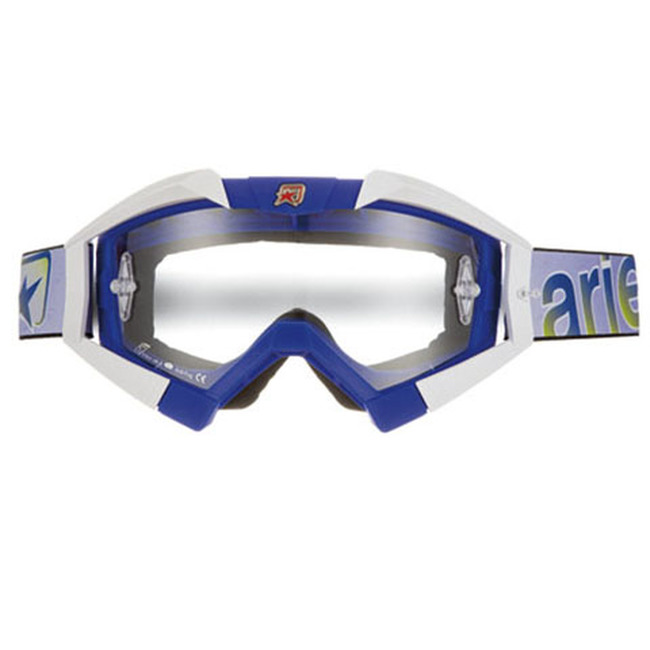 Ariete MX Goggles Riding Crows Blue White OTG - MX goggles blue white, fits over glasses (OTG) - Click Image to Close