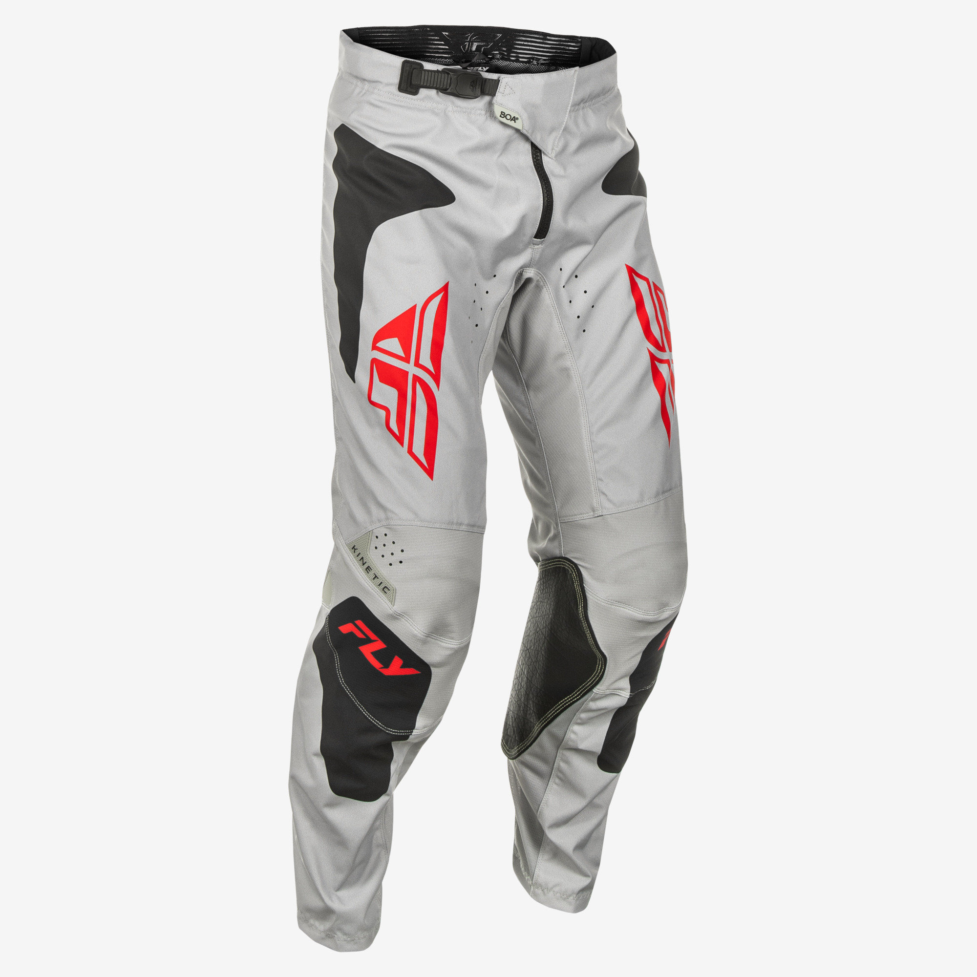 Fly Racing Kinetic Sym Pants Grey/Red/Black Men's 42 - Men's riding pants in Grey/Red/Black, size 42 - Click Image to Close