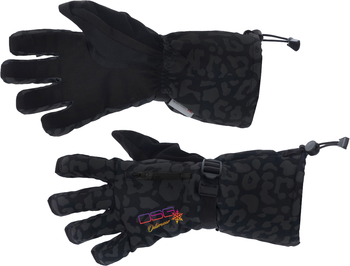 DSG Craze Glove Ghost Leopard Large Women's Snow Gloves - Insulated waterproof women's snow gloves, Large - Click Image to Close