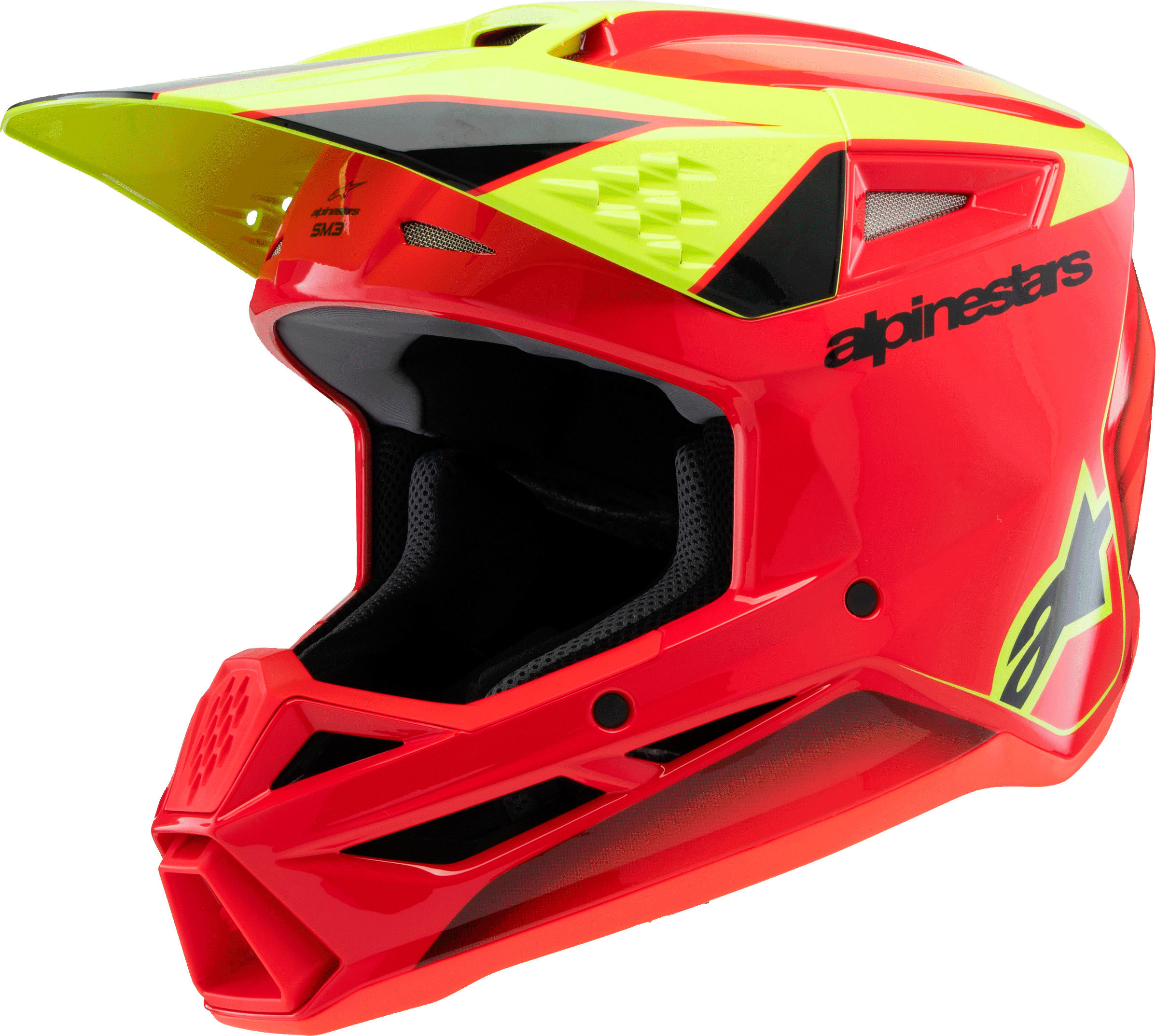 Alpinestars SM3 Youth Fray Helmet Red/Yellow Fluo Medium - Youth offroad helmet with advanced impact protection - Click Image to Close