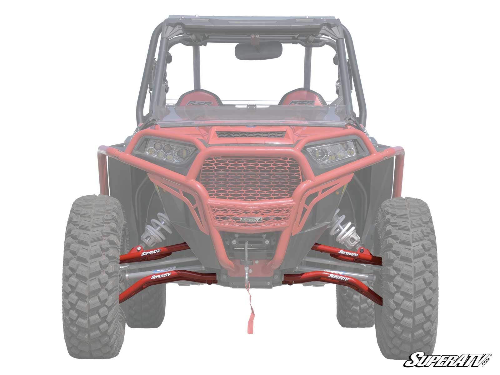 SuperATV High Clearance Front A-Arms Red w/Std Joints For 14-21 RZR XP 1000 - Click Image to Close