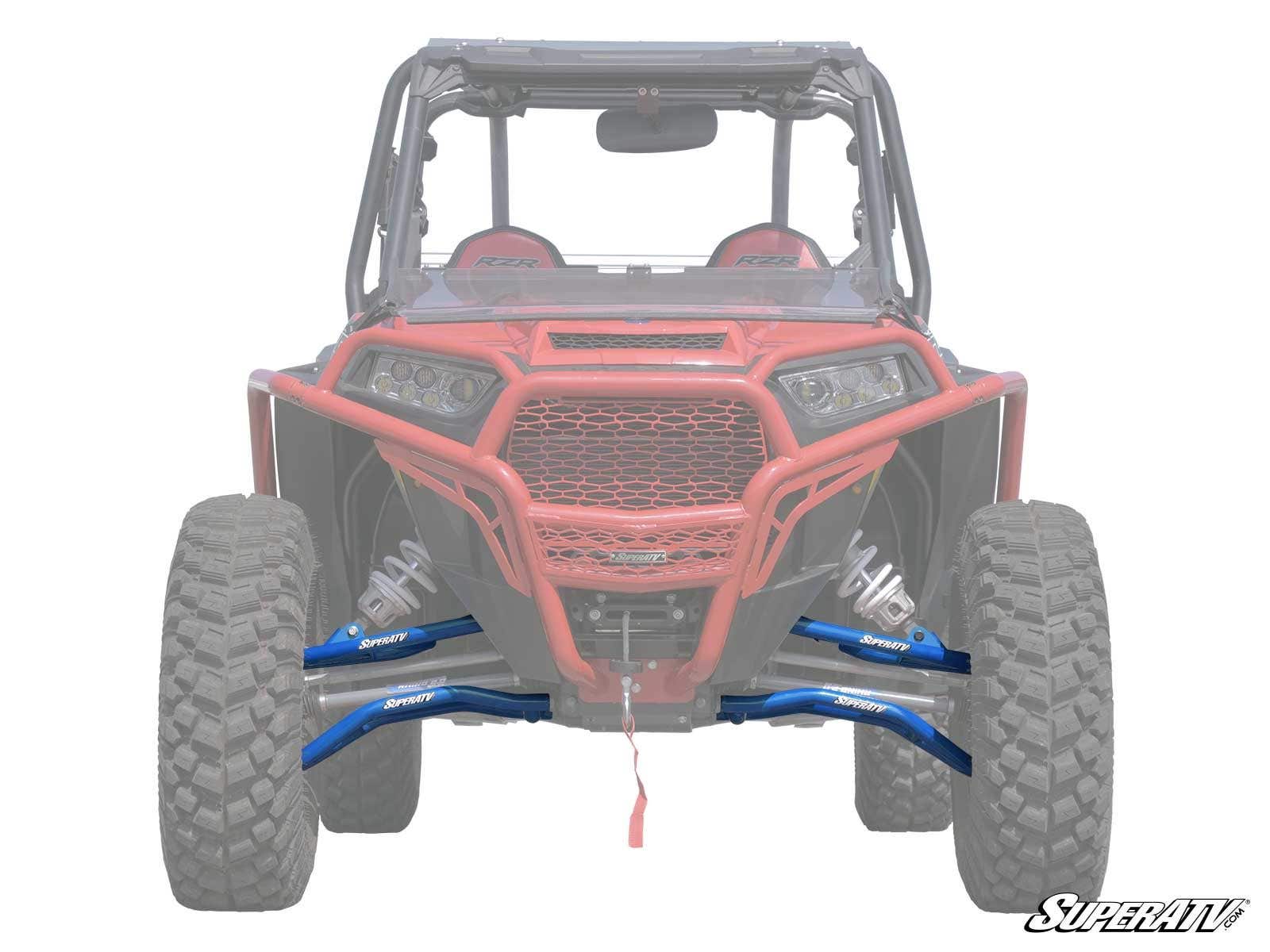 High Clearance Front A-Arms Velocity Blue w/SuperDuty Joints For RZR XP Turbo - Click Image to Close