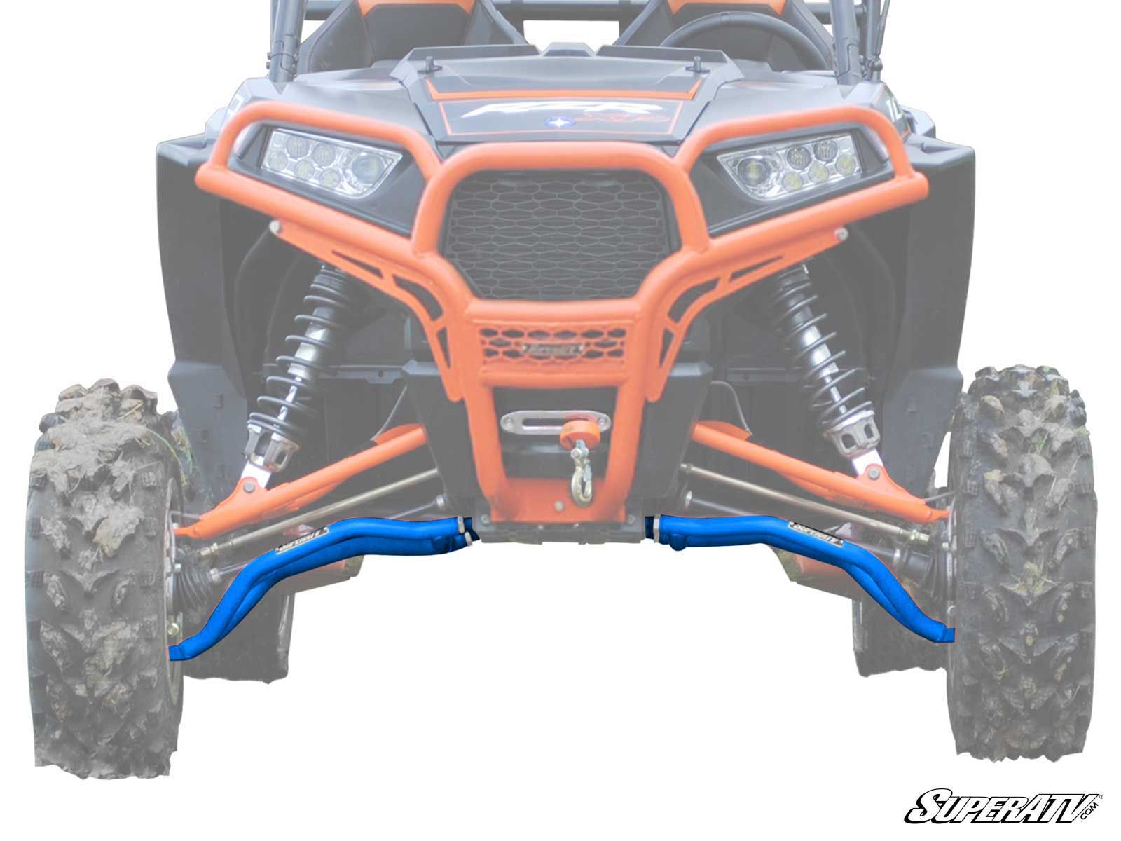 SuperATV High Clearance Front A-Arms Velocity Blue w/ HD Joints Fits RZR XP - Click Image to Close
