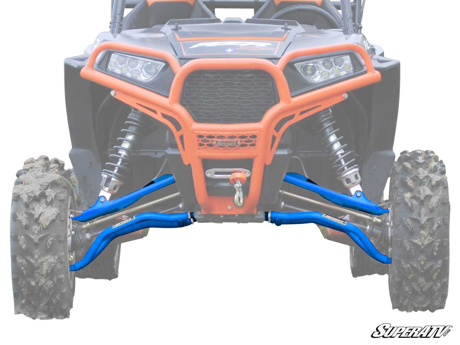High Clearance Front A-Arms Velocity Blue w/SuperDuty Joints - For 14-21 Polaris RZR XP 1000 - Click Image to Close