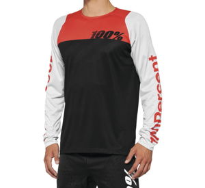 100 Percent Rcore LS Jersey Black/Red Small - Long sleeve jersey, black/red, size small