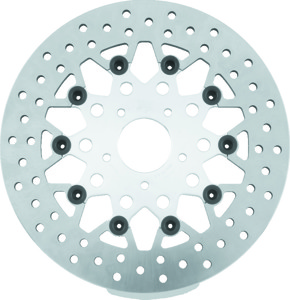 TwinPower Floating Mesh Front Brake Rotor Silver 11.8in For 08-17 Harley