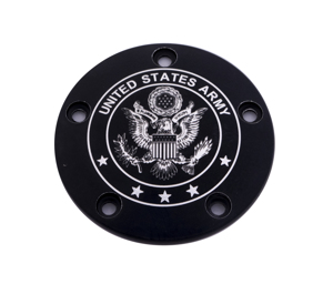 Custom Engraving TC Timer Cover Army Black for V-Twin - Black billet aluminum timer cover for V-Twin models