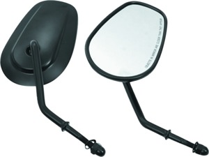 Bikers Choice Black Tapered Short Stem Mirrors Pair - Pair of black tapered short stem mirrors