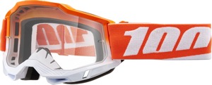 100% Accuri 2 Goggles Clear Lens Orange White Adult - Premium clear lens goggles for offroad and motocross