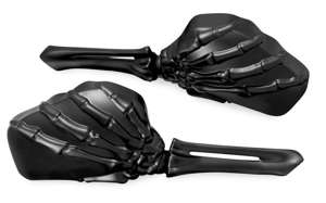 Kuryakyn Skeleton Hand Mirrors Black/Black - 5"x3" ECE-Compliant