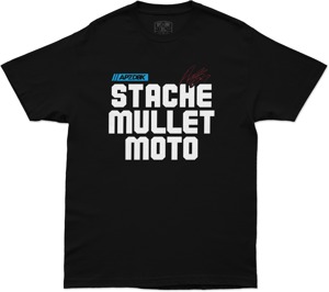 DBK Stache Mullet Moto Tee Black Medium - Short sleeve moto tee, black, medium size