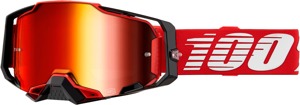 100 Percent Armega Goggles Red Mirror Red Lens Offroad - Red offroad goggles with mirror red lens