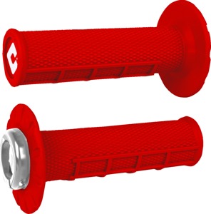 ODI Half Waffle V2.1 Lock-On Grips Red Silver 7/8" Bars - Lock-on grips, red/silver, fits 7/8 in bars