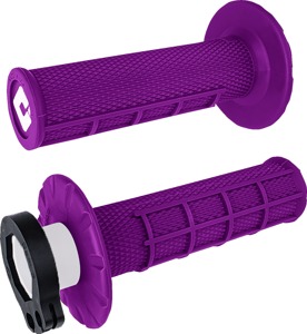 ODI V2 MX Half Waffle Lock-On Grips Purple 7/8 in Bars - Lock-On MX grips, purple, for 7/8 in handlebars