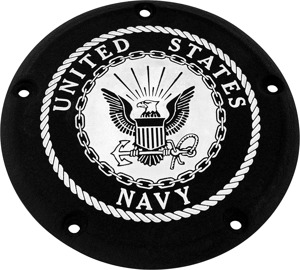Custom Engraving Navy Black Derby Cover For Harley Davidson - Black billet derby cover For Harley Davidson models