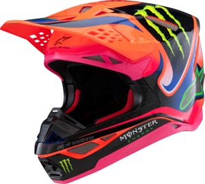Alpinestars Supertech M10 Deegan MIPS Helmet 2XL Orange Fluo - MIPS motocross helmet in 2XL Orange Fluo/Purple/Pink