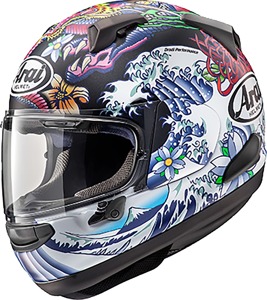 Arai Quantum-X Oriental Helmet Matte Black Small - Full face helmet with Oriental graphic