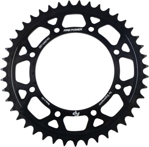 Fire Power Rear Steel Sprocket 43T Black For Kawasaki KLR650/KLX650 - 43T steel rear sprocket For Kawasaki KLR650, KLX650