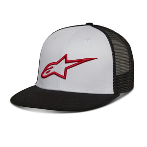 Alpinestars Corp Trucker Hat White/Black One Size - White/Black mesh trucker hat, one size fits most