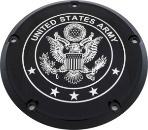 Custom Engraving 7 TC Derby Cover Army Black For Harley Davidson - Black Army derby cover For Harley Davidson models