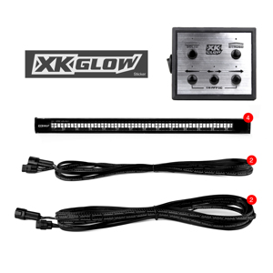 XKGLOW 12" Strobe Tube Light Set Blue/Red 4pc with Traffic Modes