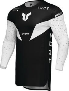Thor Sportmode Strike Jersey Black/White Men's Small - Athletic fit off-road jersey, Black/White, Size S