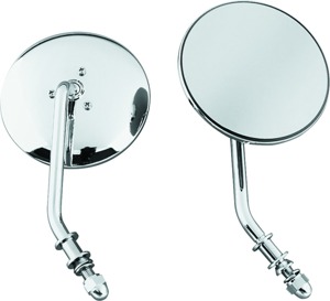 Bikers Choice 4in Round Short Stem Mirror Left Chrome 65-Up - Left 4in round short stem mirror For 65-Up models