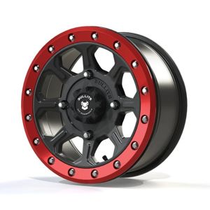 Bullite Ruler Wheel Gun Metal/Red 14x7 4/156 5+2 Beadlock - 14x7 Gun Metal/Red Wheel, 4/156, 5+2 offset