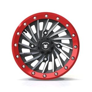 Bullite Blade 14x7 Gun Metal Red Wheel 4/156 5+2 - 14x7 4/156 5+2 Gun Metal Red ATV/UTV Wheel