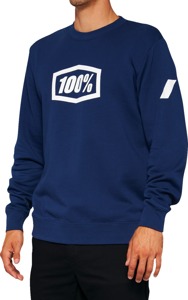 100% Icon Long-Sleeve Fleece Sweatshirt White/Navy Men's Medium - Men's M Icon fleece sweatshirt in White/Navy