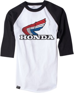 Men's Honda Vintage Baseball Tee White/Black Large Factory Effex