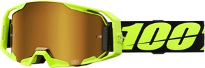 100 Percent Armatic Goggle Neon Yellow True Gold Mirror Lens - Neon yellow offroad goggle with gold mirror lens