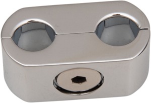 Accutronix Throttle Idle Cable Clamp Dual Cable Chrome - Billet aluminum clamp for throttle and idle cables