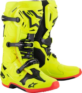 Alpinestars Tech 10 Boots Fluorescent Yellow Black Red US 13 - Premium offroad boots, US 13, Fluorescent Yellow/Black/Red